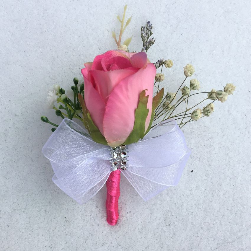 Homecoming Boutonniere Pink Rose Corsage for Prom Party