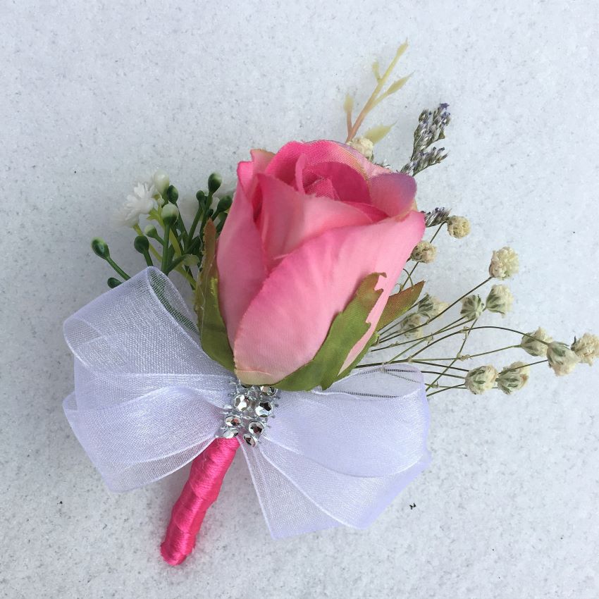 Homecoming Boutonniere Pink Rose Corsage for Prom Party