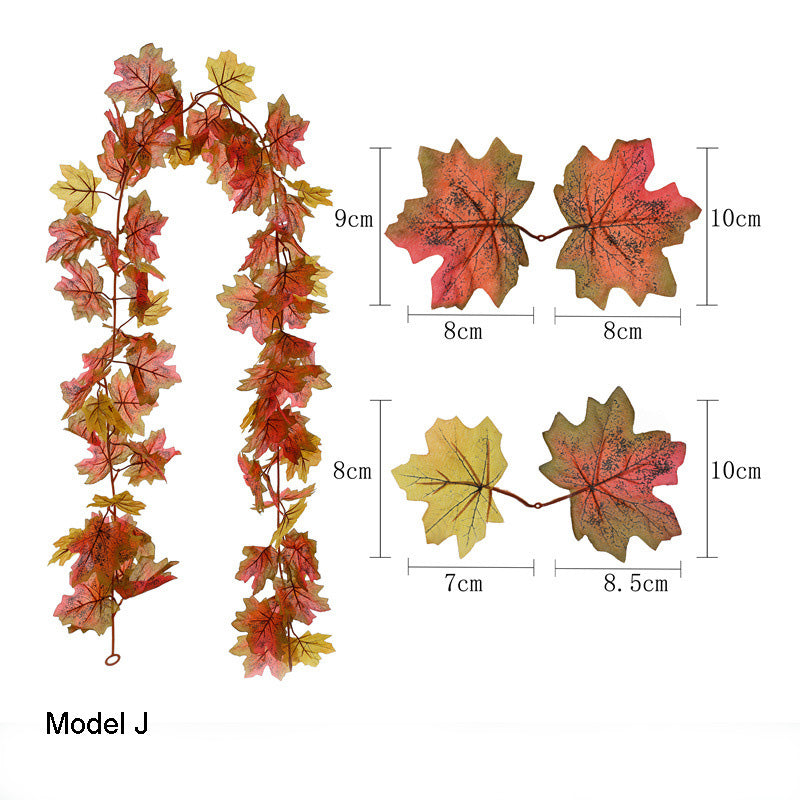 Artificial Fall Garland Maple Leaves Vines 2 Strands