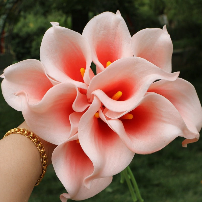 blush coral calla lily wedding flowers