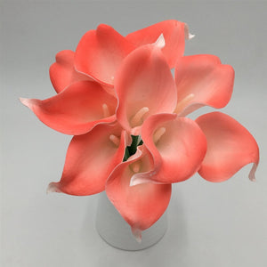 coral calla lily real touch wedding flowers