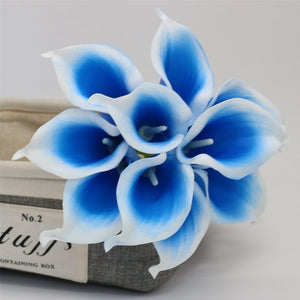 blue center calla lily bouquet