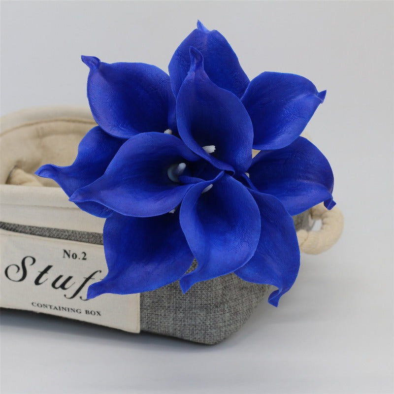 royal blue bridesmaid bouquet calla lily fake flowers