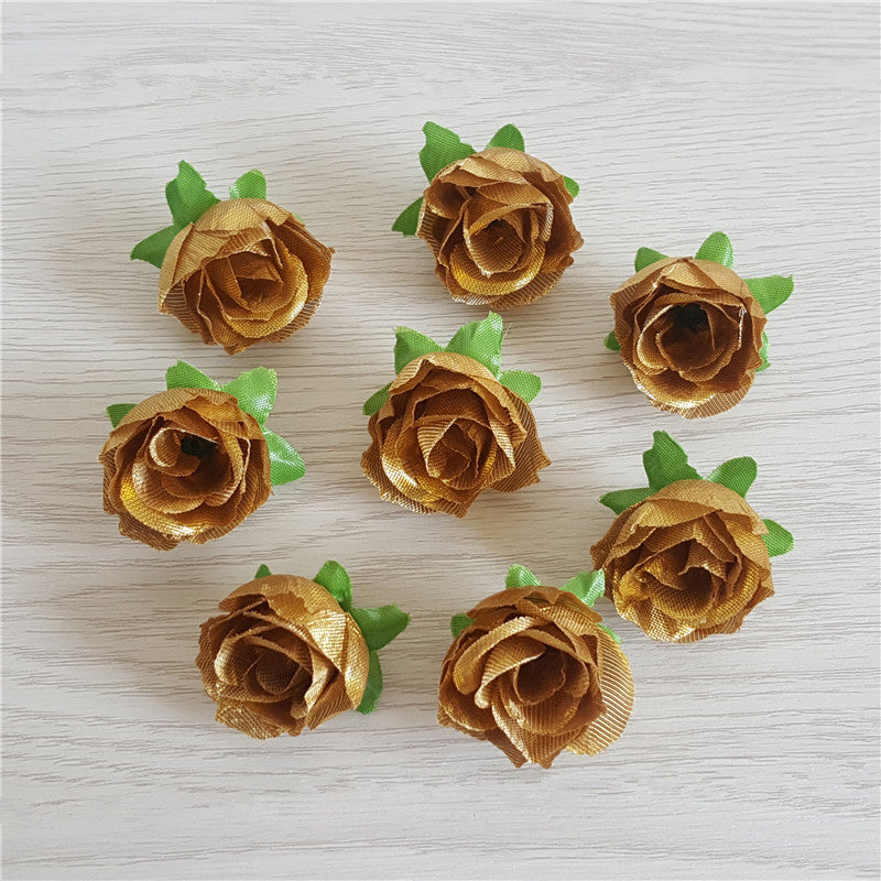 Gold Artificial Flowers Fake Roses Bulk Cake Topper - VANRINA