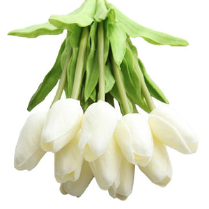 real touch tulips white