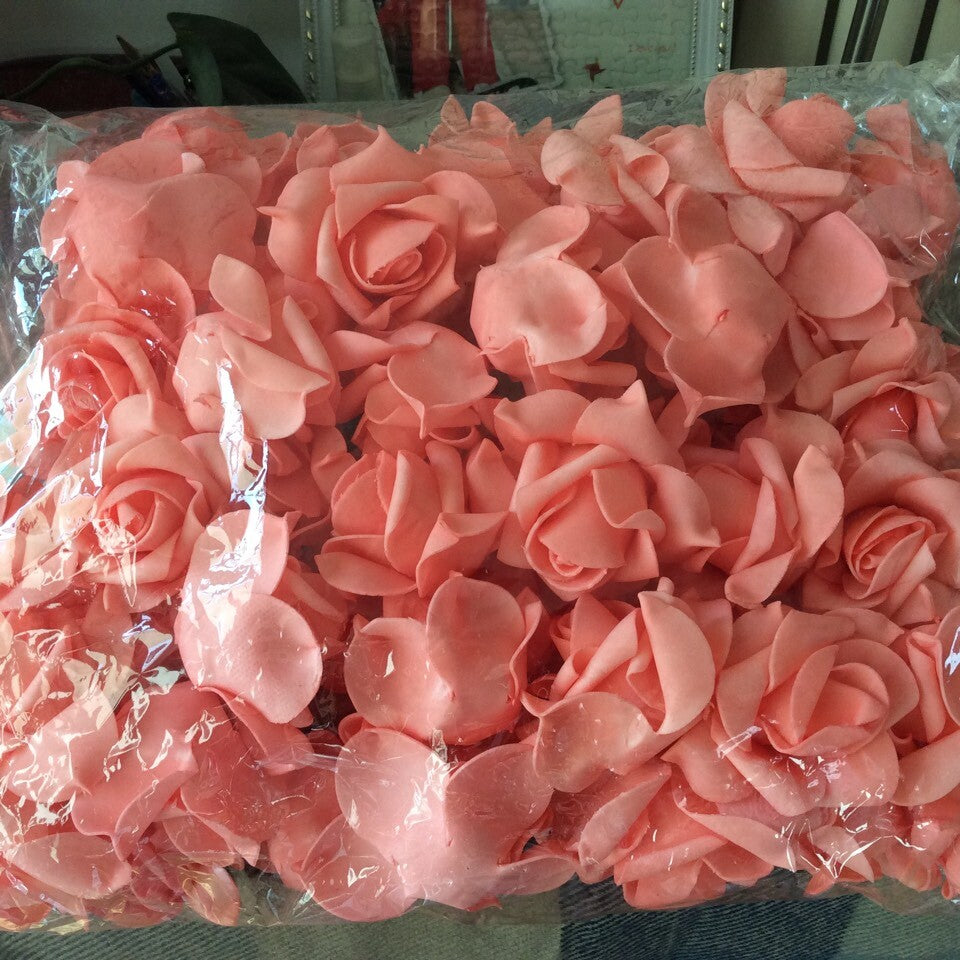 Coral Flowers Artificial Roses Bulk 100