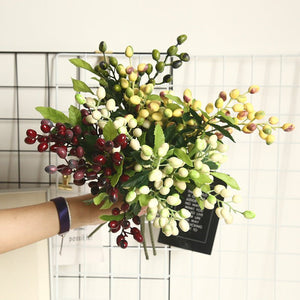 Artificial Berry Plants Olive Fruit Beans 5 Branches - VANRINA