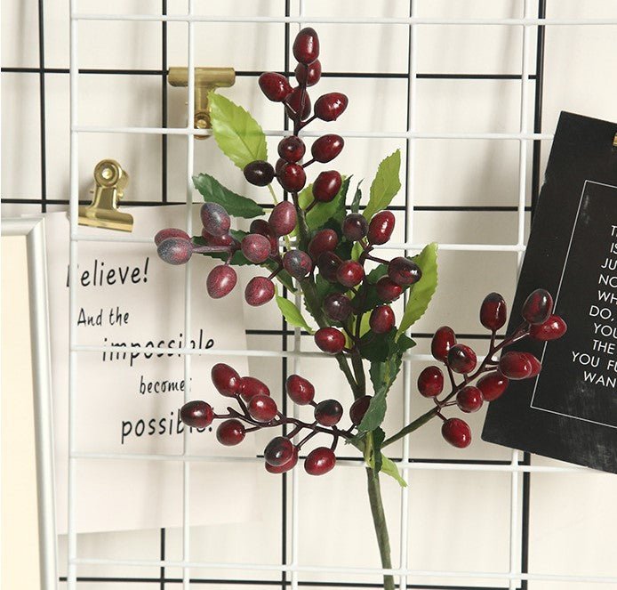 Artificial Berry Plants Olive Fruit Beans 5 Branches - VANRINA