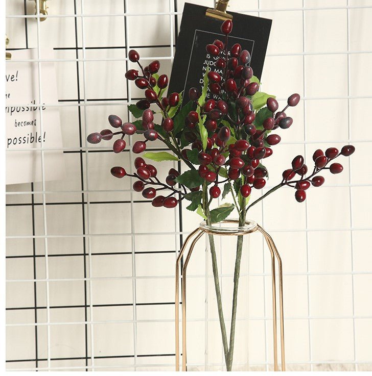 Artificial Berry Plants Olive Fruit Beans 5 Branches - VANRINA