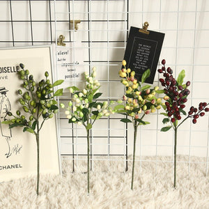 Artificial Berry Plants Olive Fruit Beans 5 Branches - VANRINA