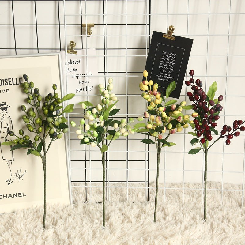 Artificial Berry Plants Olive Fruit Beans 5 Branches - VANRINA