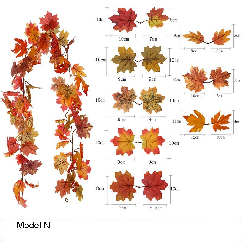 Artificial Fall Garland Maple Leaves Vines 2 Strands - VANRINA