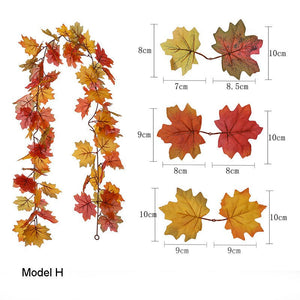 Artificial Fall Garland Maple Leaves Vines 2 Strands - VANRINA