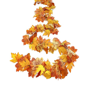Artificial Fall Garland Maple Leaves Vines 2 Strands - VANRINA