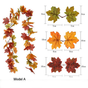 Artificial Fall Garland Maple Leaves Vines 2 Strands - VANRINA