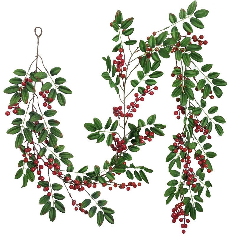 Artificial Hanging Plants with Red Berries for Christmas Decor - VANRINA