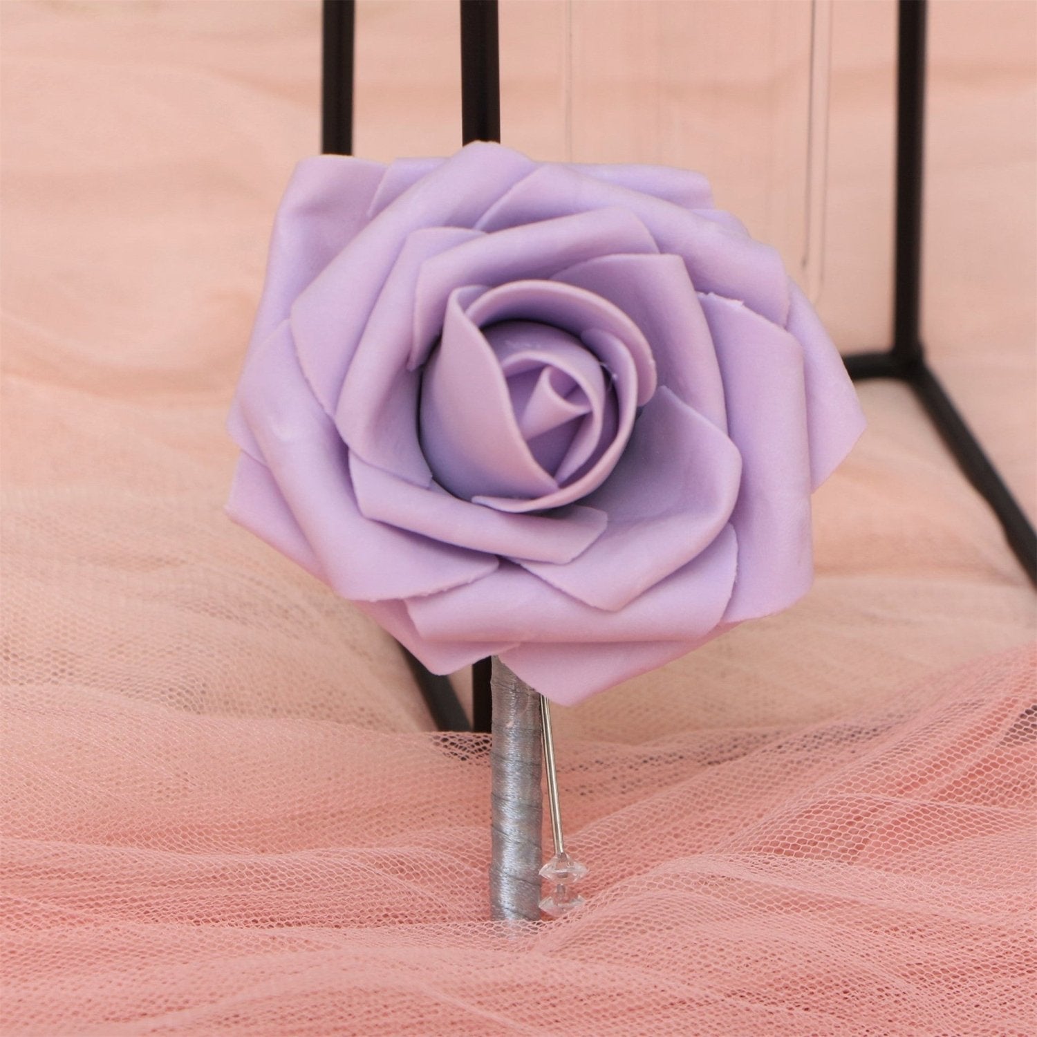 Artificial Lilac Rose Boutonniere - VANRINA