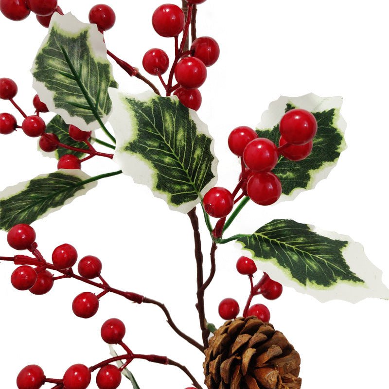 Artificial Red Berry Garlands with Pine Cones 2 Strands - VANRINA
