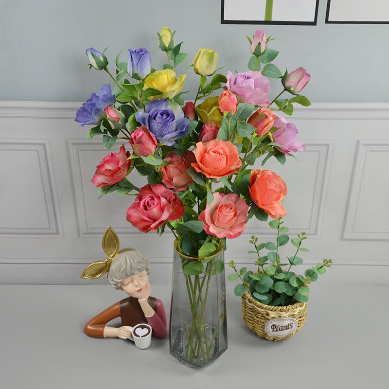 Artificial Rose Flowers Spray Roses Decor - VANRINA