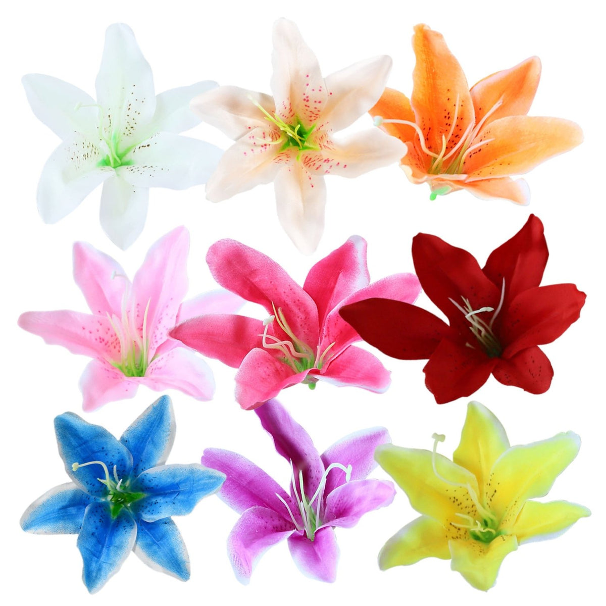Artificial Tiger Lily Silk Flower Heads Silk Ditch Lily Flowers 100 pcs - VANRINA
