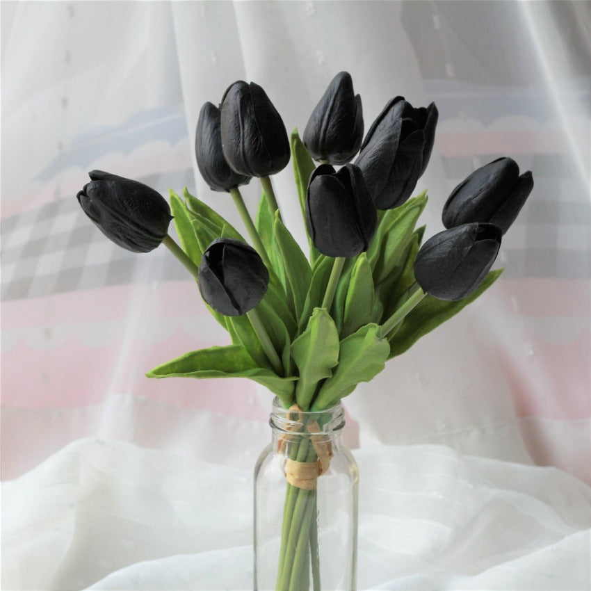 black wedding flowers fake tulips