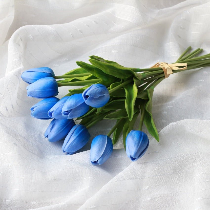 Blue Wedding Flowers Artificial Tulips for Bridesmaids Bouquet - VANRINA