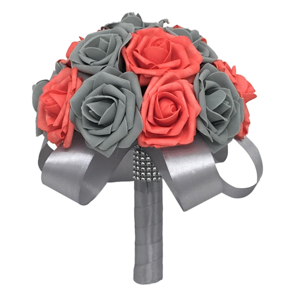Bridal Wedding Bouquet Coral Gray Rose - VANRINA