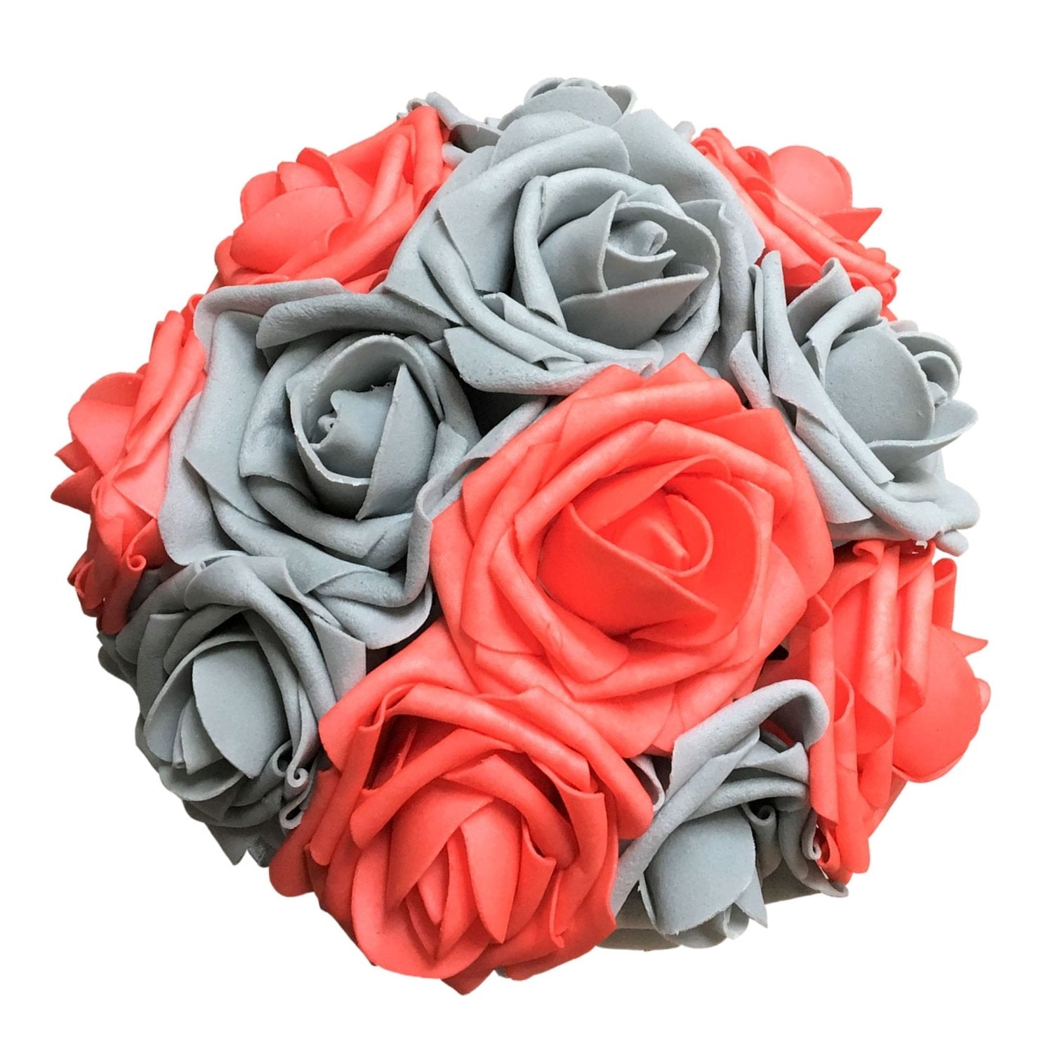 Bridal Wedding Bouquet Coral Gray Rose - VANRINA