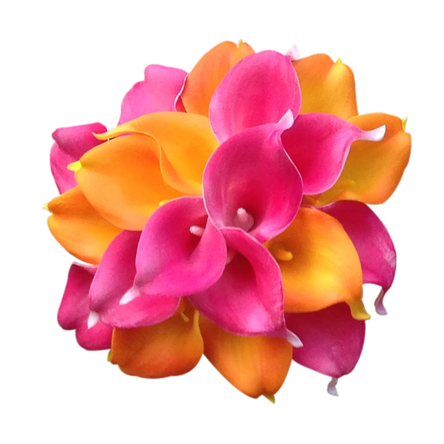 Bridesmaid Calla Lily Bouquet Orange Fuchsia White - VANRINA