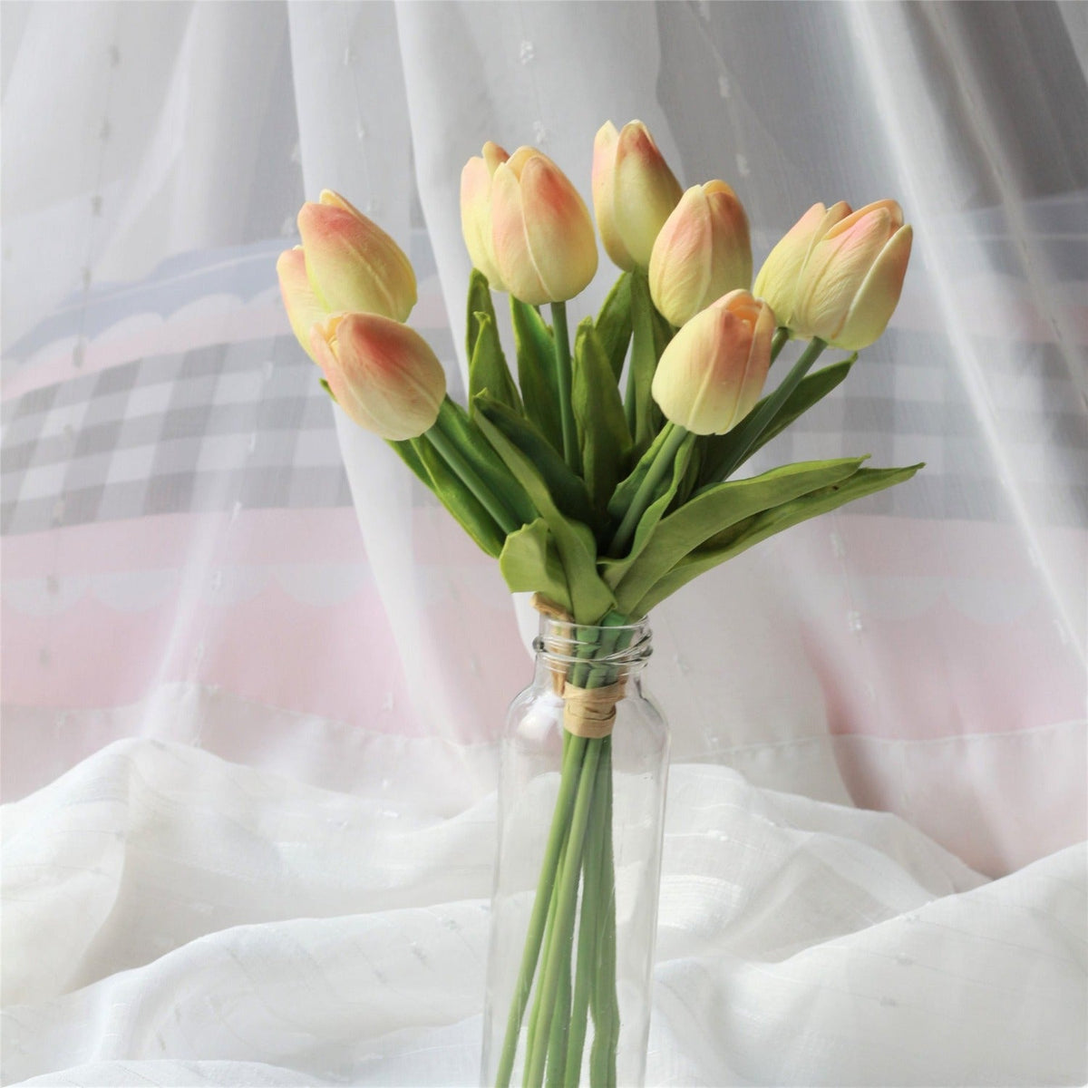 Champagne Bridal Flowers PU Real Touch Tulip Bouquet - VANRINA