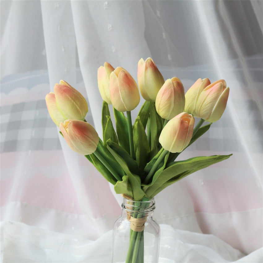 Champagne Bridal Flowers PU Real Touch Tulip Bouquet