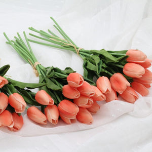 coral flowers real touch tulips
