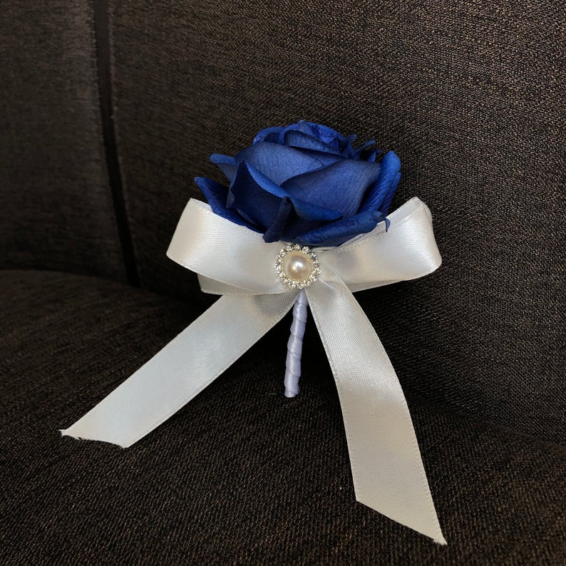 royal blue boutonniere