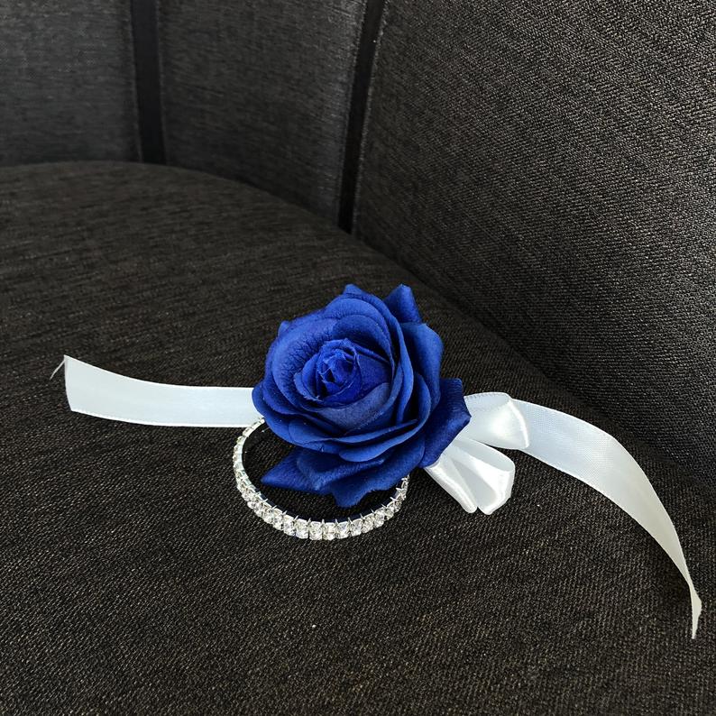 royal blue wrist corsage