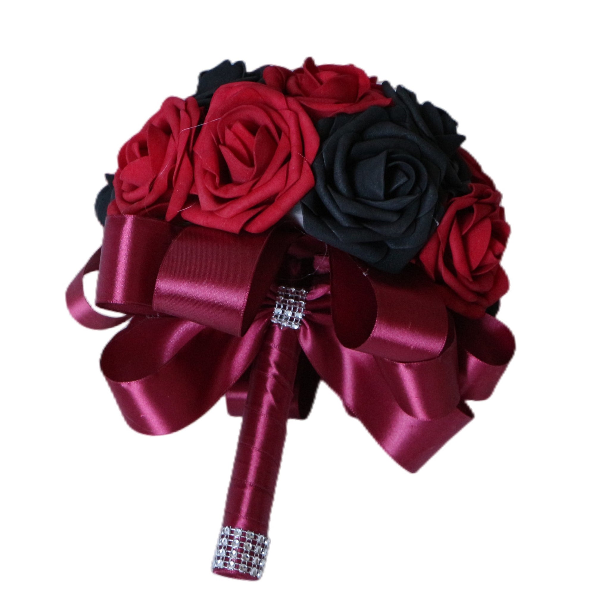 Dark Red White Black Roses Artificial Flower Bouquet