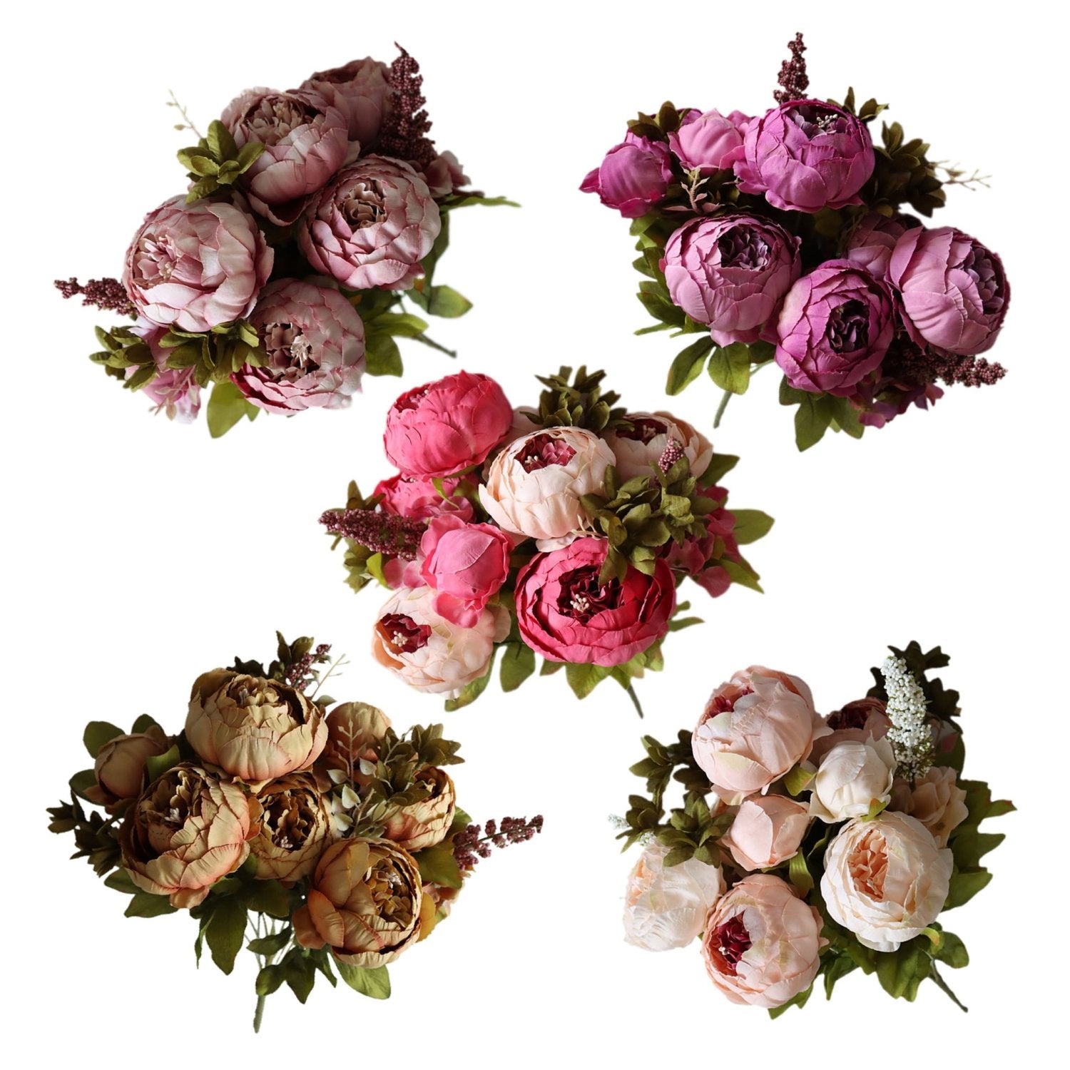 Decorative Artificial Flower Silk Peony Flowers Bouquet 10 Flower Heads Peonies - VANRINA