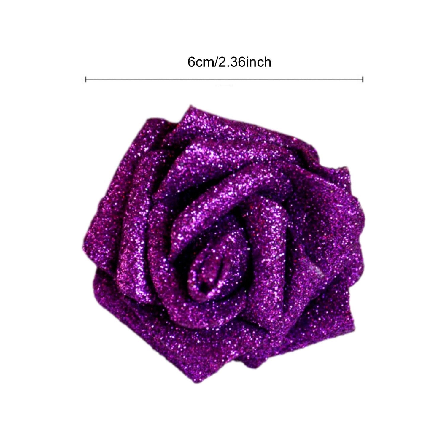 Glitter Flowers Artificial Rose Heads Glitter Wedding Flowers 100 Heads - VANRINA