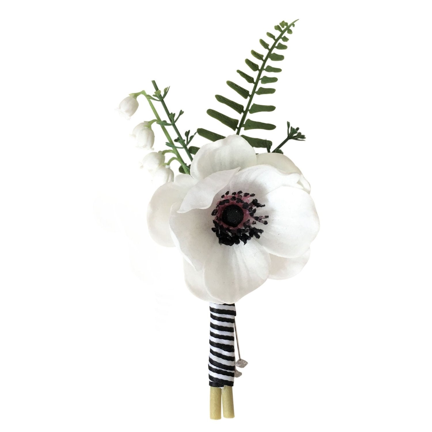 Grooms White Anemone Boutonniere - VANRINA