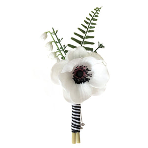 Grooms White Anemone Boutonniere - VANRINA