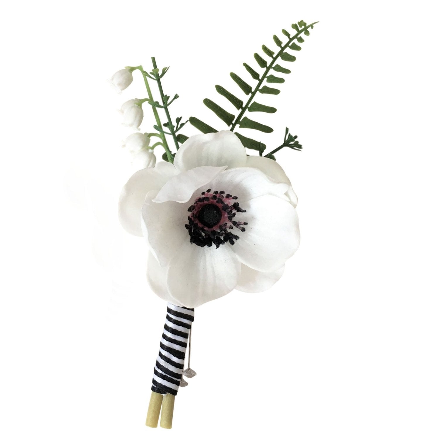 Grooms White Anemone Boutonniere - VANRINA