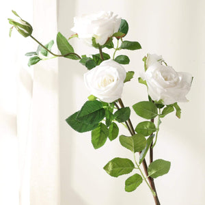 VANRINA Large Blooms Natural Touch White Roses 35 Inches 1