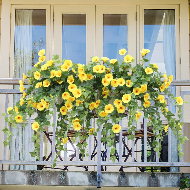 Artificial Hanging Flowers Morning Glory Bush