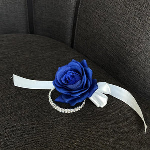 royal blue wrist corsage