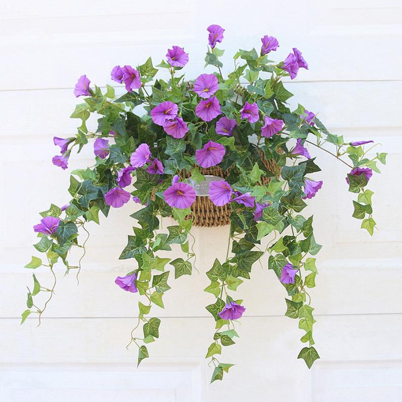 Artificial Hanging Flowers Morning Glory Bush