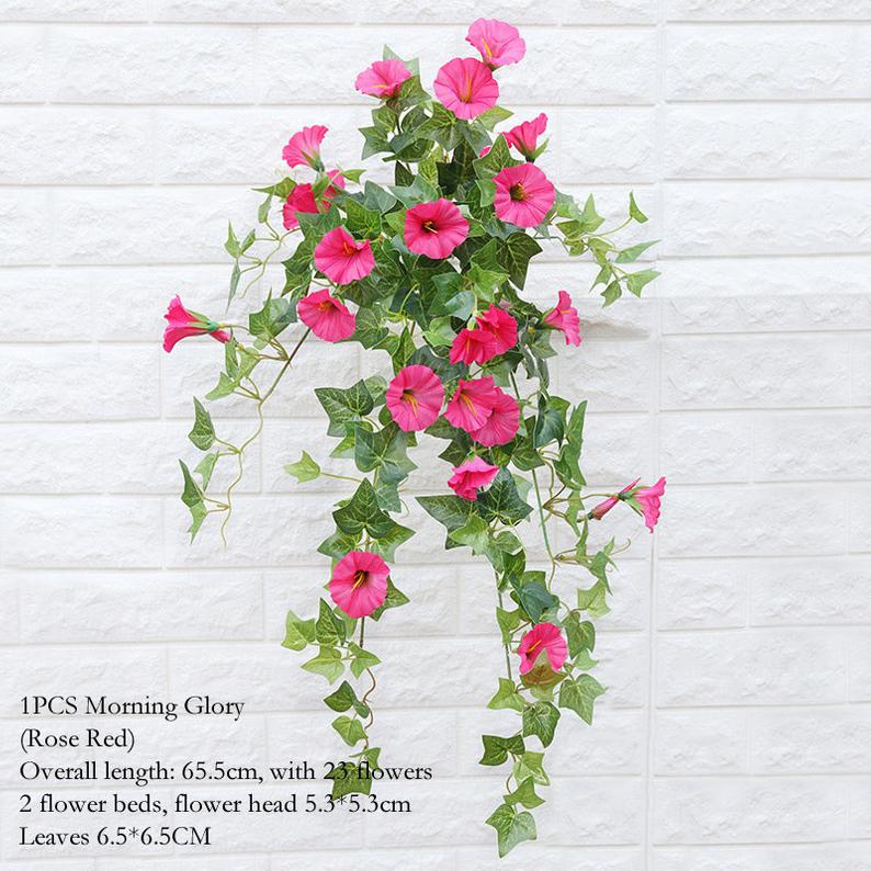 Fake Flower Vines with Hanging Basket Planter