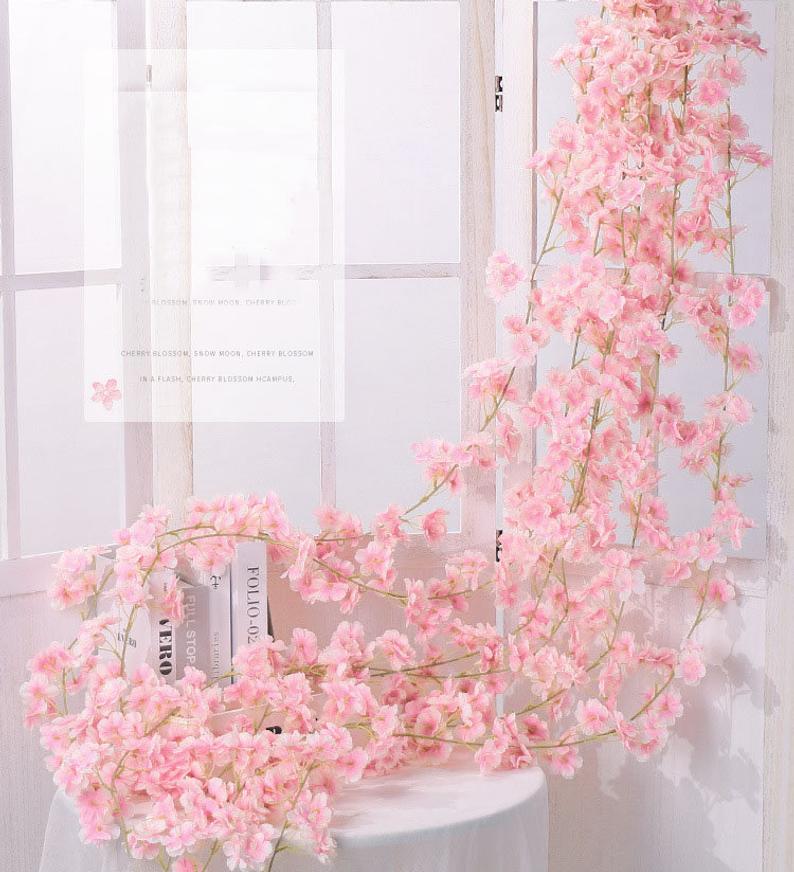 Artificial Cherry Blossom Vines for Wedding Arbor Backdrop