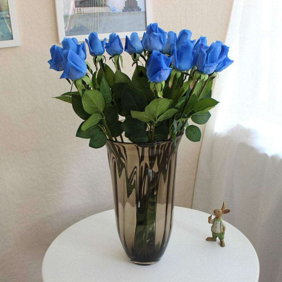 VANRINA Real Touch Flowers Dark Blue Rosebuds Royal Blue Wedding Flowers 