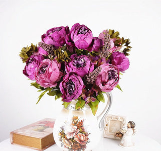 Purple Decorative Flowers Silk Peony Flower Lavender Bouquet 10 Flower Heads Bouquet Wedding Decoration Flowers Arrangement HZ-19191-02