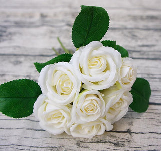 Ivory Wedding Flowers Silk Rose Bouquet Cream White Artificial Flowers For Bridal Bridesmaids JYSH-08