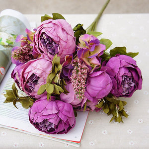 Purple Decorative Flowers Silk Peony Flower Lavender Bouquet 10 Flower Heads Bouquet Wedding Decoration Flowers Arrangement HZ-19191-02